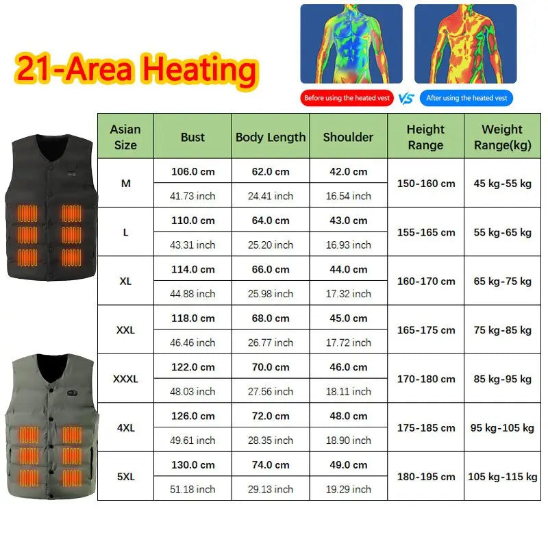 21 Zones V-Neck Heating Vest