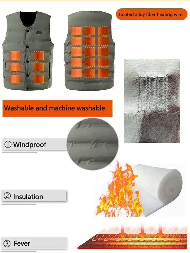 21 Zones V-Neck Heating Vest